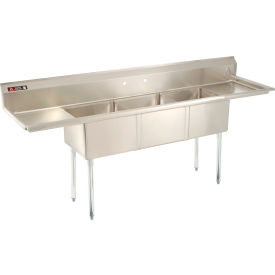 Aero Manufacturing Company® AF3-1818-18LThree Bowl SS Sink 18 x 18 Right/Left Side Drainboard AF3-1818-18LR