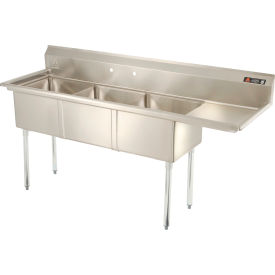 Aero Manufacturing Company® AF3-1818-18R Three Bowl SS Sink 18 x 18 Right Side Drainboard AF3-1818-18R