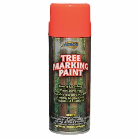 Tree Marking Paint, 12 oz., Fluorescent Red/Orange, Solvent -Based MPN:692