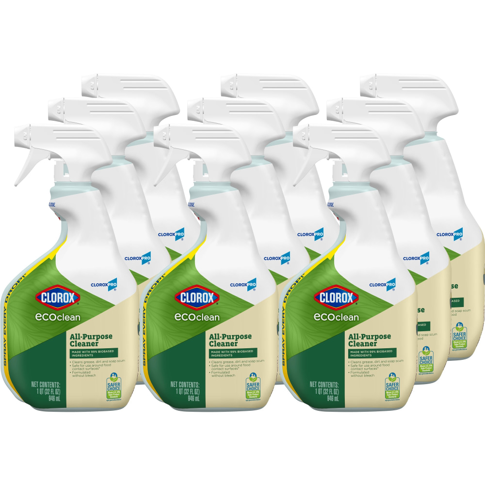 Clorox CloroxPro EcoClean All-Purpose Cleaner Spray Bottles, 32 Oz, Pack Of 9 Bottles MPN:10044600602766CA