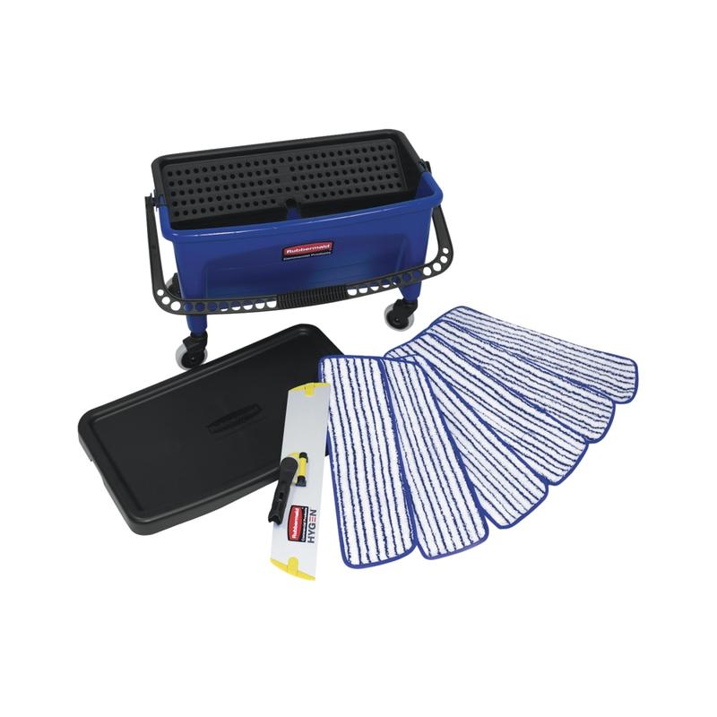 Rubbermaid Microfiber Floor Finishing Kit, Black/Blue/White MPN:Q050000000