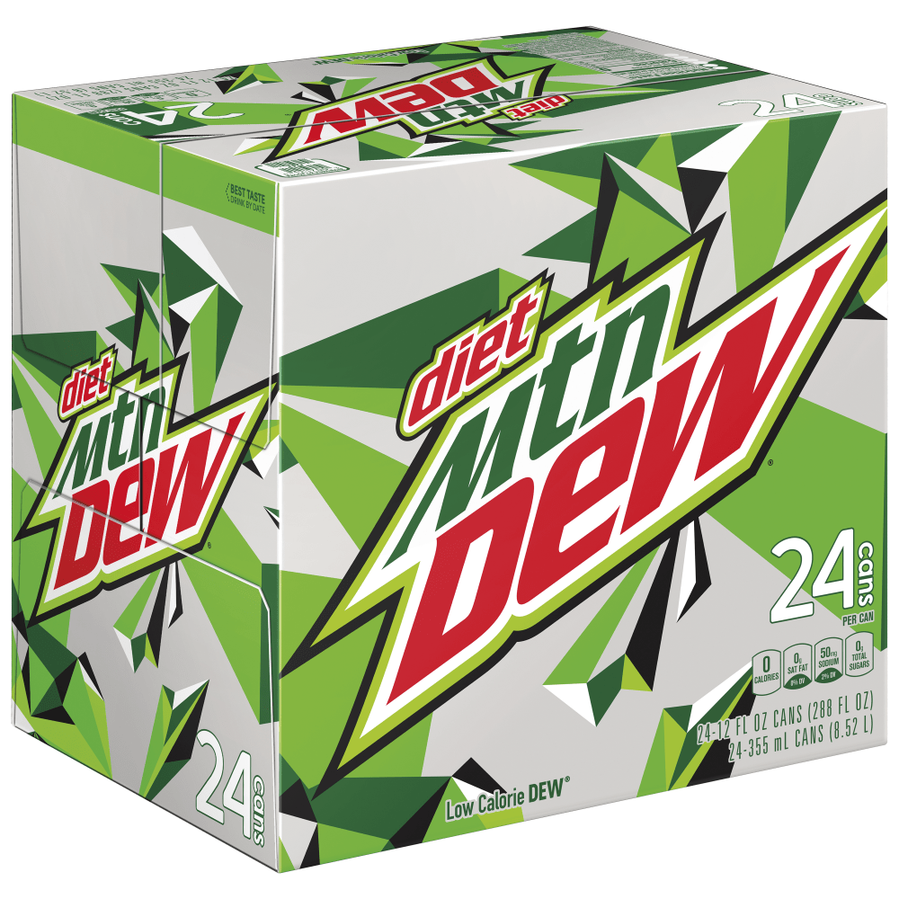Pepsi Diet Mountain Dew Soda, 12 Oz, Pack Of 24 Bottles MPN:17185