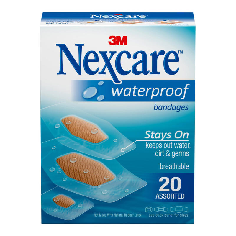 3M Nexcare Waterproof Bandages, Assorted Sizes, Box Of 20 MPN:588-20PB