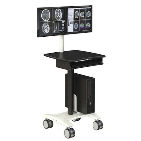 Dual Monitor Medical Cart, Black, 58