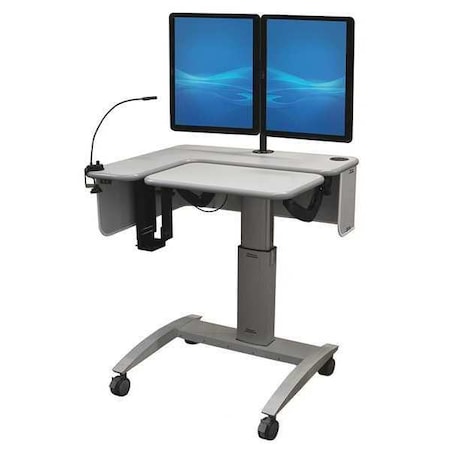 Computer Cart, Gray, 30 to 46