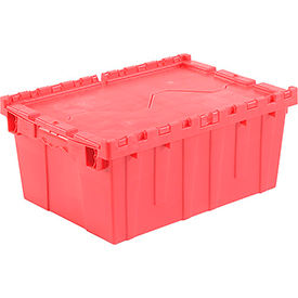 GoVets™ Plastic Attached Lid Shipping & Storage Container 21-7/8x15-1/4x9-11/16 Red 808RD257