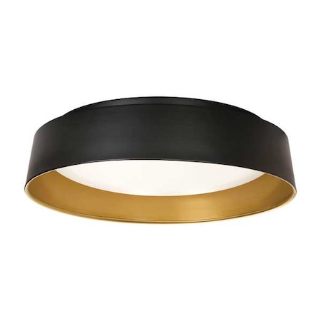 LEDFlushMount, 191/2inD, Black/Gold, Steel MPN:DUNF20LAJUDBKGD