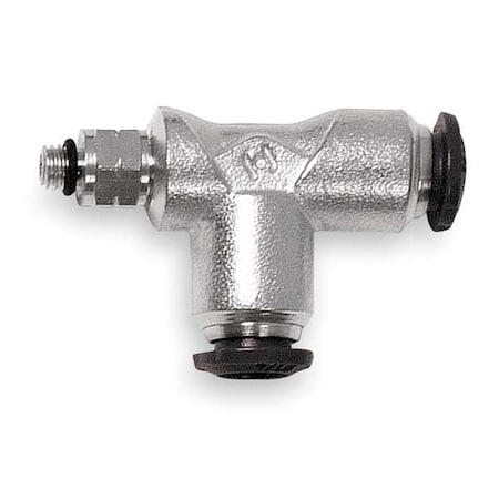 Push-Fit Tee Fitting, BSPP x Push-to-Connect x Push-to-Connect, 6mm Tube OD, 5 mm Pipe Size, Metal MPN:50225N-6-M5-PK5