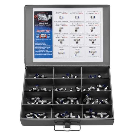 Tube Fitting Kit, Universal Thread, 8 mm Tube OD, Brass MPN:50861N-8