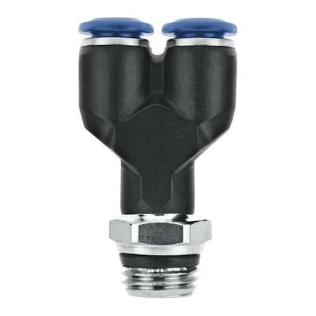 Push-Fit Tee Fitting, Push-to-Connect x Push-to-Connect x Universal, 6mm Tube OD, 1/4 in Pipe Size MPN:55222-6-1/4