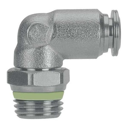 Push-Fit Elbow Fitting, Push-to-Connect x BSPP, 10mm Tube OD, 1/4 in Pipe Size, Stainless Steel MPN:60115-10-1/4