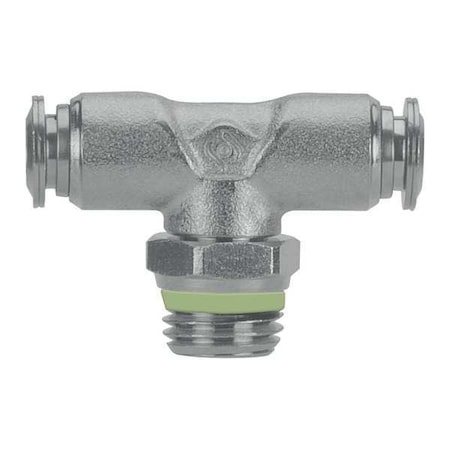 Push-Fit Tee Fitting, Push-to-Connect x Push-to-Connect x BSPP, 8mm Tube OD, 1/4 in Pipe Size MPN:60215-8-1/4