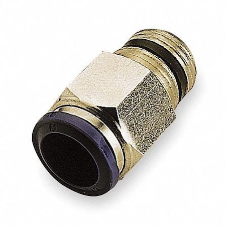 Push-Fit Adapter Fitting, Push-to-Connect x MNPT, 3/8 in Tube OD, 3/8 in Pipe Size, Metal, 10 PK MPN:88000-06-06