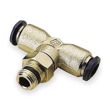 Push-Fit Tee Fitting, Push-to-Connect x Push-to-Connect x MNPT, 3/8 in Tube OD, 3/8 in Pipe Size MPN:88210-06-06