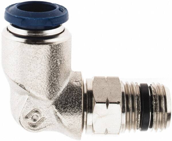 Push-to-Connect Tube x Male x Tube x Male NPTF Fitting: Swivel Elbow, NPTF, 3/8