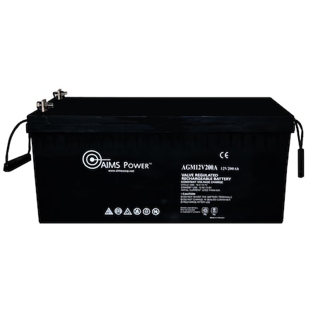 Deep Cycle 12V 200 Ah AGM Maintenance Free Battery Heavy Duty Group 4D MPN:AGM12V200A