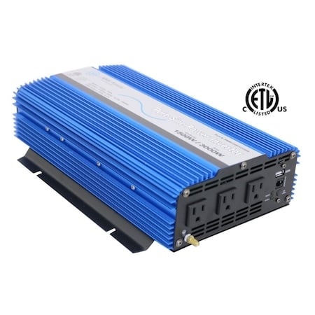 Power Inverter, Pure Sine, 3, 000 W Peak, 1, 500 W Continuous, 3 Outlets MPN:PWRI150012120S