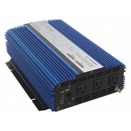 Power Inverter, Pure Sine, 3, 000 W Peak, 1, 500 W Continuous, 3 Outlets MPN:PWRI150024S