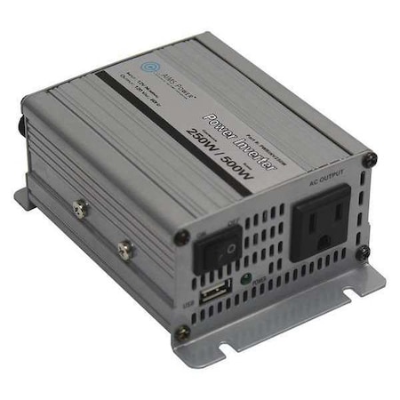 Power Inverter, Modified Sine, 500 W Peak, 250 W Continuous, 1 Outlets MPN:PWRINV250W