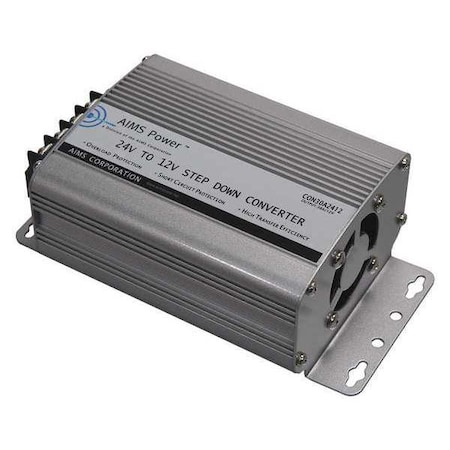 DC to DC Converter, 24V DC to 12V DC, 0 Hz, Aluminum MPN:CON30A2412