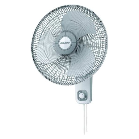 Wall Mount Fan W/ 16 in Blade Dia, Oscillating, 3 Speeds, 120V AC, White, 6 ft L Cord MPN:9016