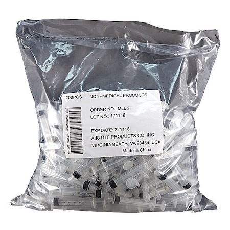 Syringe, Bulk, 5mL Luer Lock, PK200 MPN:MLB5