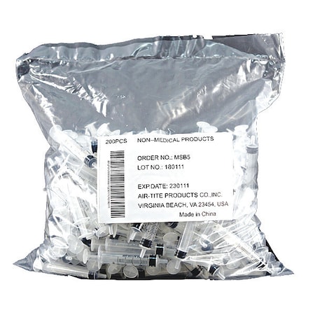 Syringe, Bulk, 5mL Luer Slip, PK200 MPN:MSB5