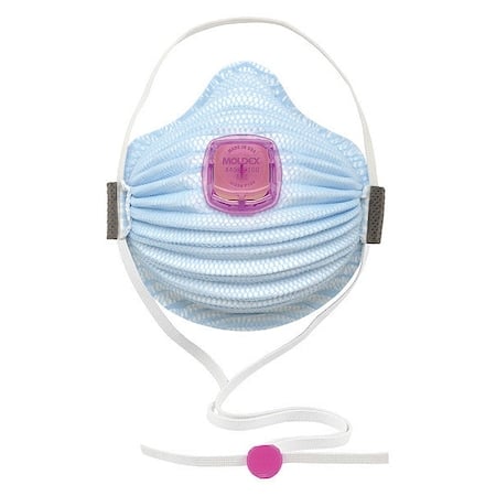 Disposable Respirator, Single, Adjustable Strap, Molded Nose Bridge, Blue, M MPN:4400P100