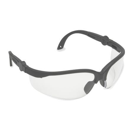 Safety Glasses, Clear, Black Frame, PR MPN:EFB10S