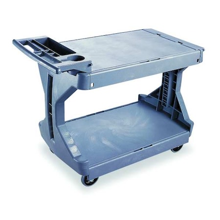 Utility Cart with Flip-Gate Flush Plastic Shelves, High-Density Polyethylene, 400 lb Load Capacity MPN:30936GREY