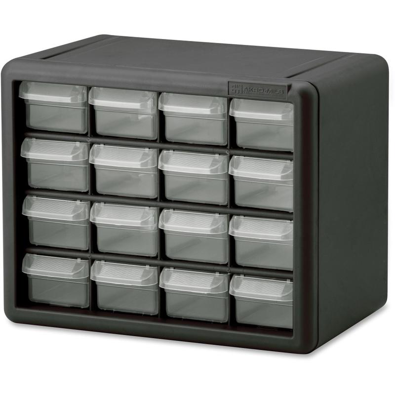 Akro-Mils 16-Drawer Plastic Storage Cabinet, 8.5in x 6.4in, Black/Clear (Min Order Qty 2) MPN:10116