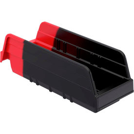 Akro-Mils Indicator® 36442BLKRED Two Tone Double Hopper Shelf Bin- 4-1/4