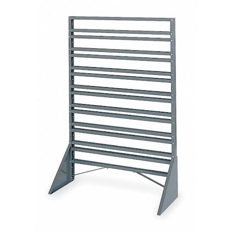 Steel Bin Rail Floor Rack, 36 in D x 54 in H x 14 in W, Gray MPN:30008