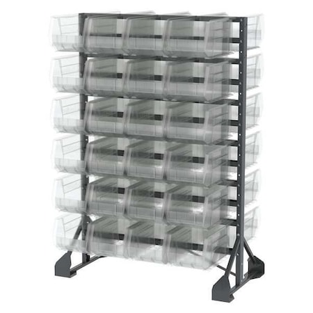 Steel Bin Rail Floor Rack, 30 in D x 54 in H x 36 in W, Clear MPN:30016240SC