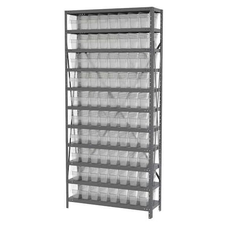 Steel Bin Shelving, 12 in D x 79 in H x 36 in W, 11 Shelves, Clear MPN:AS1279040SC