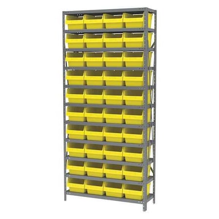 Steel Bin Shelving Unit, 11 Shelves, Gray/Red MPN:AS1279080R