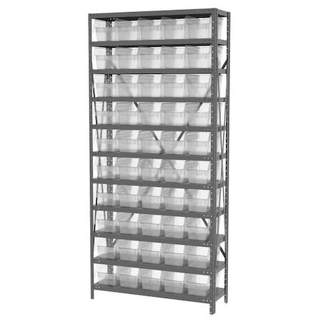 Steel Bin Shelving, 18 in D x 79 in H x 36 in W, 11 Shelves, Clear MPN:AS1279090SC