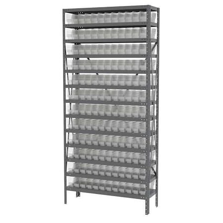 Steel Bin Shelving, 12 in D x 79 in H x 36 in W, 13 Shelves, Clear MPN:AS1279110SC