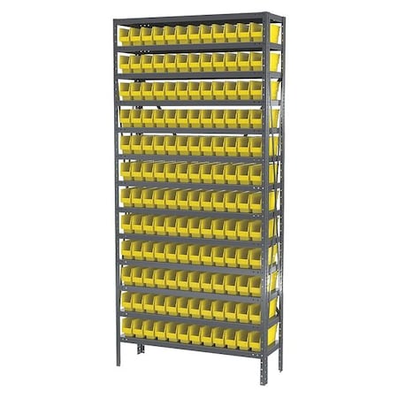 Steel Bin Shelving, 12 in D x 79 in H x 36 in W, 13 Shelves, Yellow MPN:AS1279110Y
