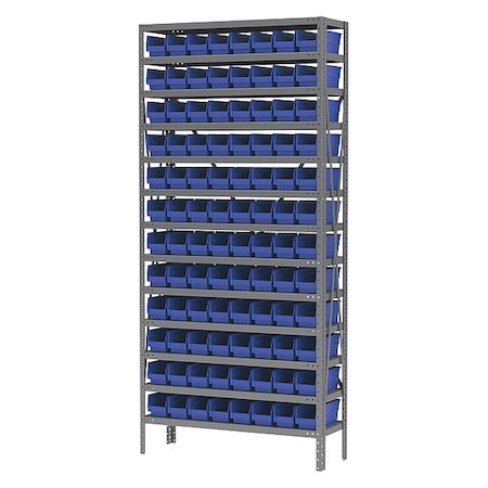 Steel Bin Shelving Unit, 13 Shelves, Gray/Blue MPN:AS1279120B