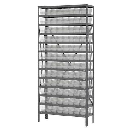 Steel Bin Shelving, 12 in D x 79 in H x 36 in W, 13 Shelves, Clear MPN:AS1279120SC