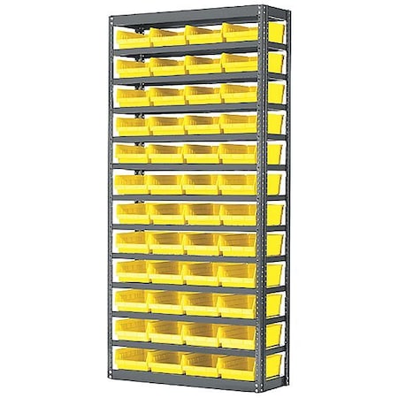 Steel Bin Shelving, 12 in D x 79 in H x 36 in W, 13 Shelves, Yellow MPN:AS1279120Y