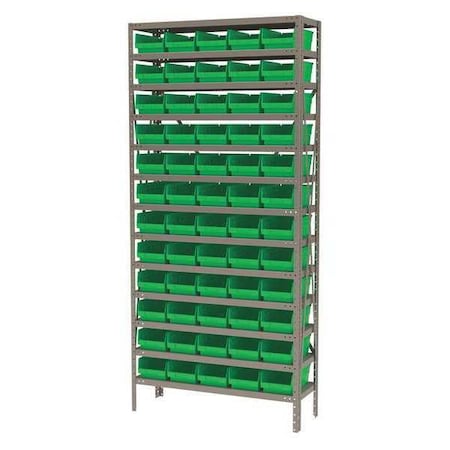 Steel Bin Shelving Unit, 13 Shelves, Gray/Blue MPN:AS1279130B