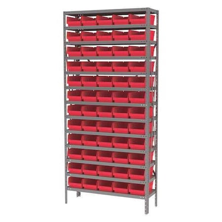 Steel Bin Shelving Kit, 13 Shelves, Gray/Green MPN:AS1279130G