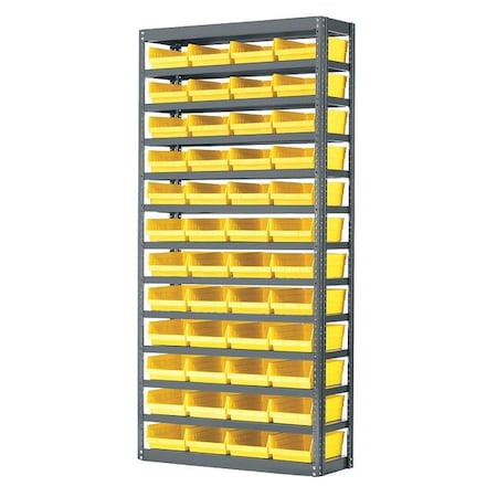 Steel Bin Shelving, 12 in D x 79 in H x 36 in W, 13 Shelves, Yellow MPN:AS1279150Y