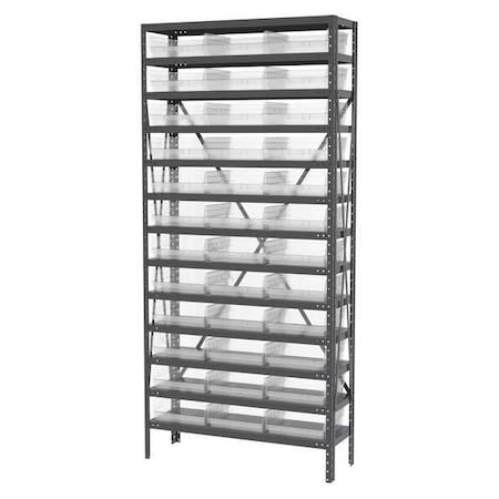 Steel Bin Shelving, 12 in D x 79 in H x 36 in W, 13 Shelves, Clear MPN:AS1279170SC
