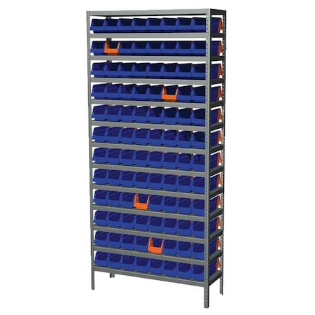 Steel Bin Shelving, 36 in W x 79 in H x 12 in D, 13 Shelves, Gray/Blue/Orange MPN:AS127936442B