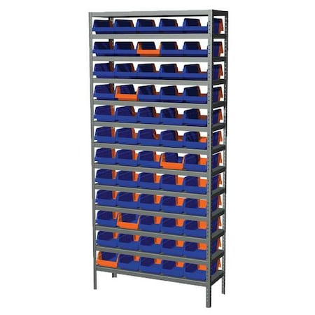Steel Bin Shelving, 36 in W x 79 in H x 12 in D, 13 Shelves, Gray/Blue/Orange MPN:AS127936462B