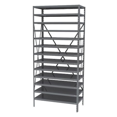 Steel Bin Shelving, 18 in D x 79 in H x 36 in W, 13 Shelves, Gray MPN:AS1879