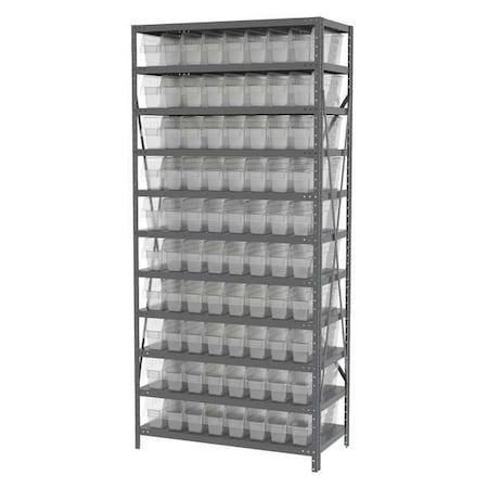 Steel Bin Shelving, 18 in D x 79 in H x 36 in W, 11 Shelves, Clear MPN:AS1879048SC